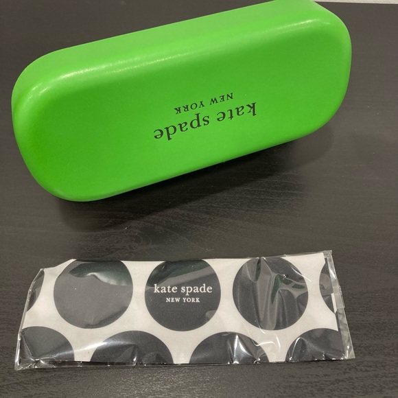 🎁💚 Kate Spade ♠️ Green / Black Eyeglass Case New - Picture 2 of 11
